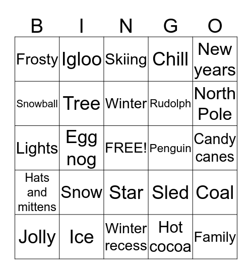 Winter Festival Bingo Card