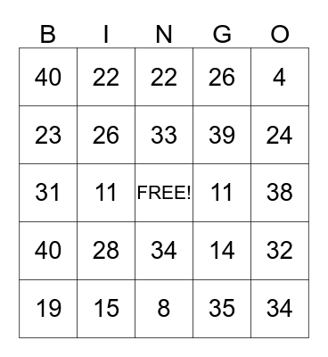 3 Friday's in December Bingo Card