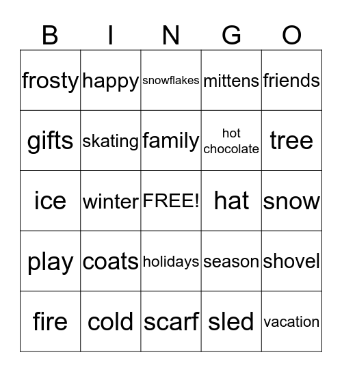 Winter Bingo Card