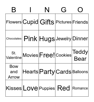 Valentines Bingo  Bingo Card