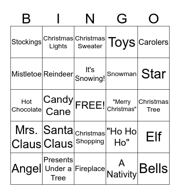 Christmas Movie Bingo Card