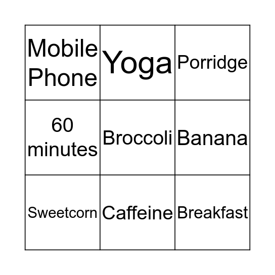 Wellbeing Bingo  Bingo Card
