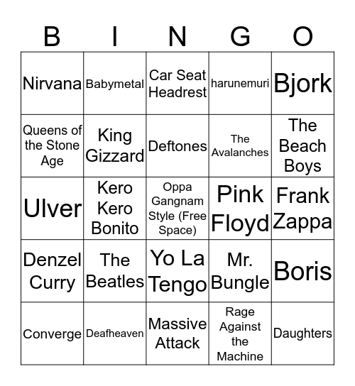 What music do we have in common? Bingo Card
