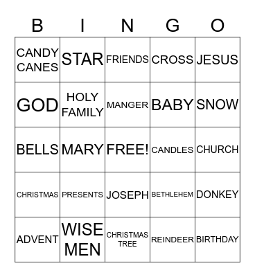 Christmas Bingo! Bingo Card