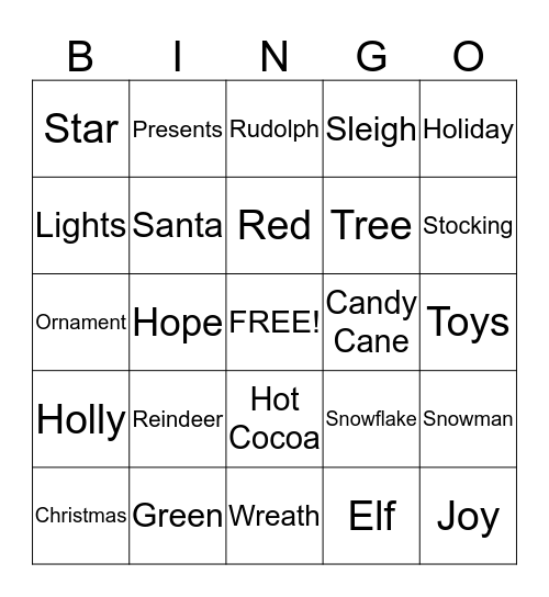 Christmas Bingo Card