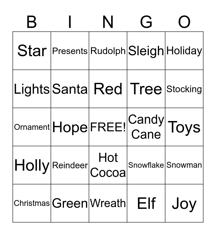 Christmas Bingo Card