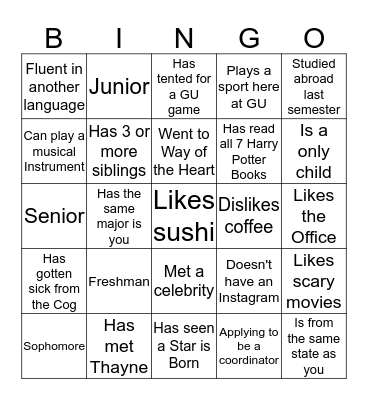 GUSR Bingo  Bingo Card