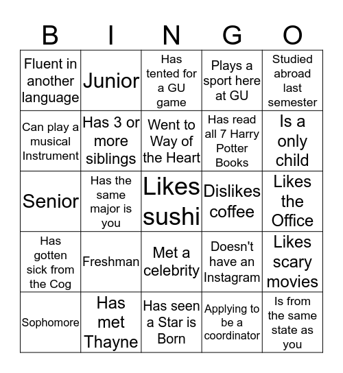 GUSR Bingo  Bingo Card