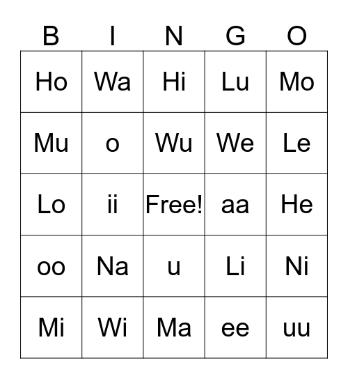 Dhawaagyada Bingo Card