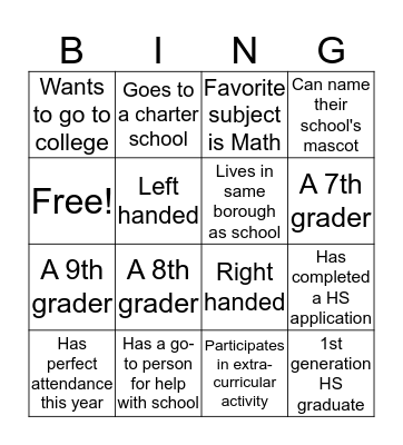 PYA Education  Bingo Card