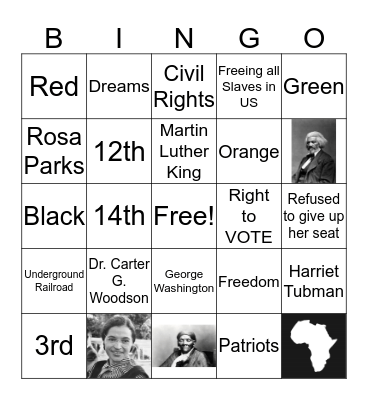 African American Month Bingo Card