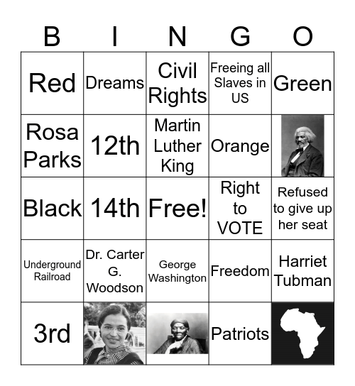 African American Month Bingo Card