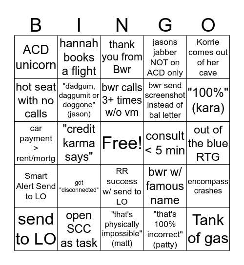 TEAM FALCON BINGO Card