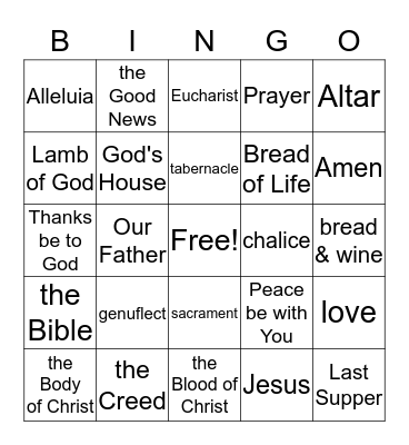 First Communion  Bingo Card