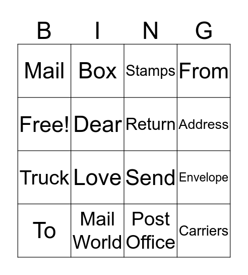 Mail World Bingo Card