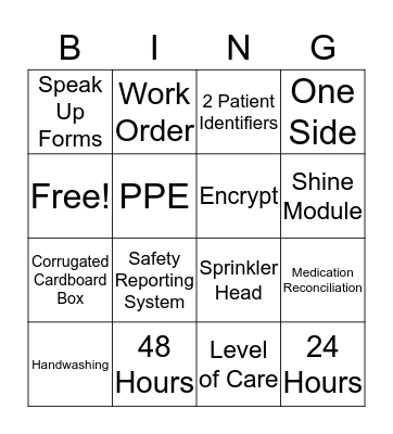 Joint Commisson Bingo!  Bingo Card