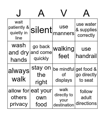 SOAR Behavior Expectations Bingo Card