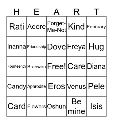 Valentines Bingo Card