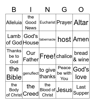 First Communion  Bingo Card