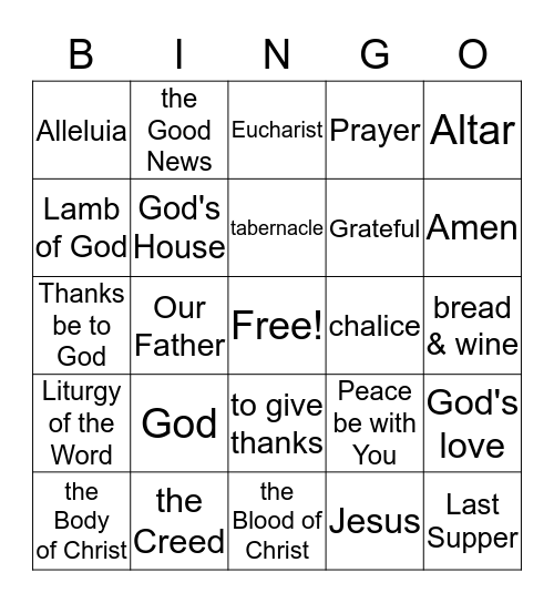 First Communion  Bingo Card