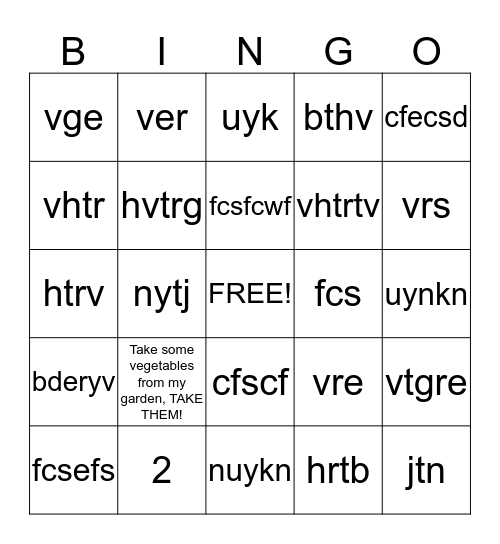 Cornelison Family BINGO Card