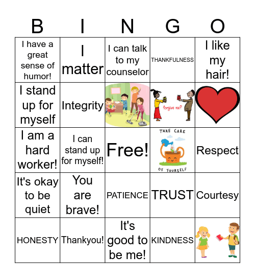 SELF-ESTEEM BINGO Card