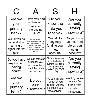 NEW MONEY BINGO Card