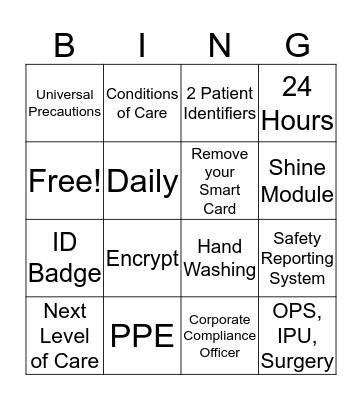 Joint Commission Bingo  Bingo Card