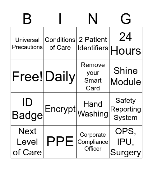 Joint Commission Bingo  Bingo Card