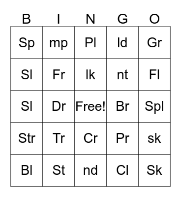 Blends  Bingo Card