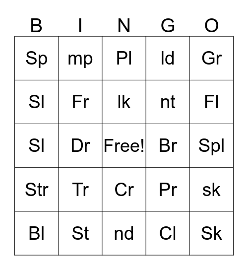 Blends  Bingo Card