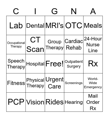 Benefits Bingo Card