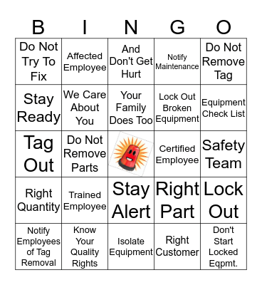 SAFETY / QUALITY  Bingo Card