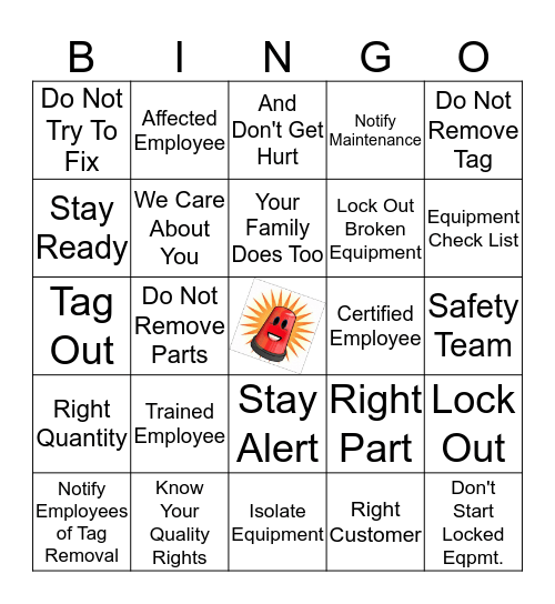 SAFETY / QUALITY  Bingo Card