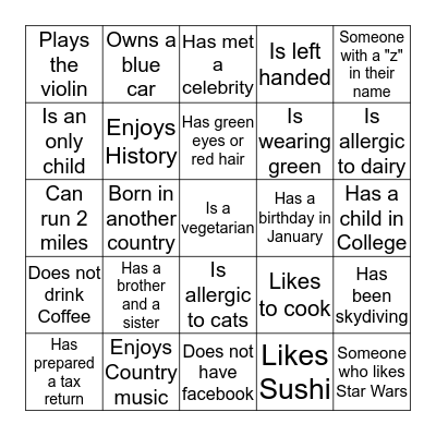 Baker Tilly Trillium team building BINGO!  Bingo Card