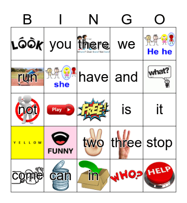 Sight Words Bingo Card