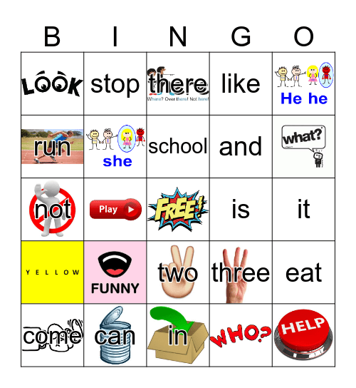 Sight Words Bingo Card