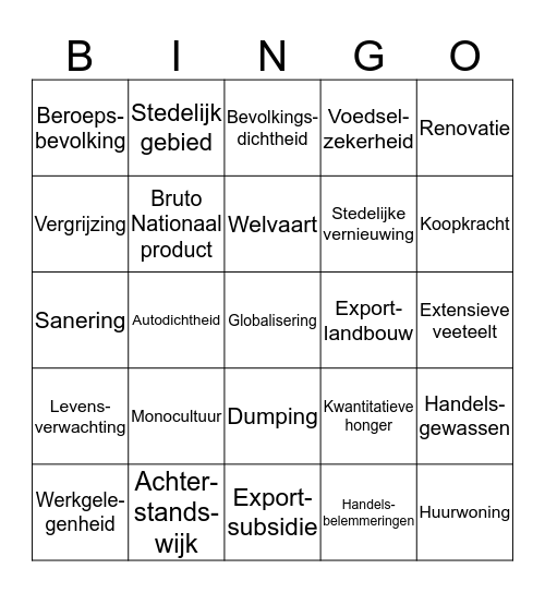 Begrippenbingo 3TLd - Kerstversie Bingo Card