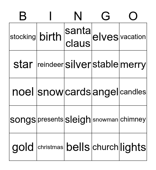 Christmas! Bingo Card