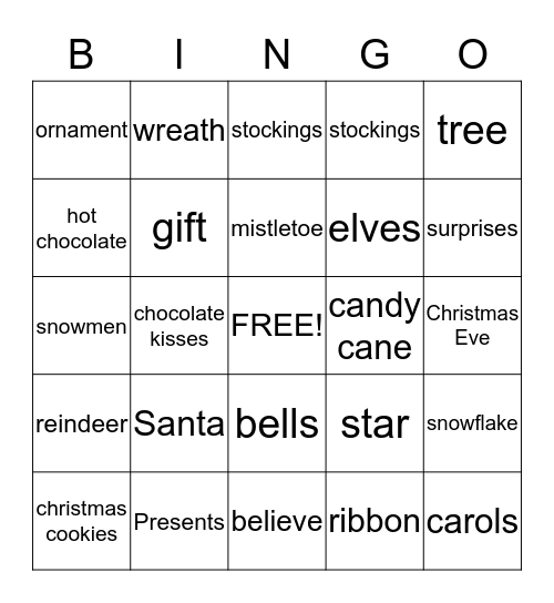 Christmas Bingo Card