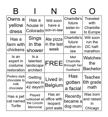 Charlotte's Champions!  Bingo Card