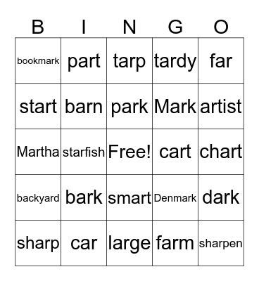 Bossy R Bingo - AR  Bingo Card