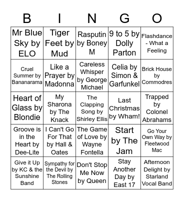 MUSICAL Bingo Card
