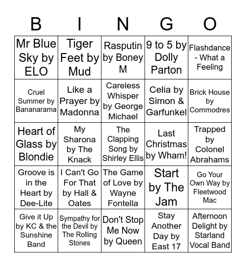 MUSICAL Bingo Card