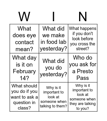 WIN Bingo Card