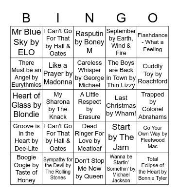 MUSICAL Bingo Card