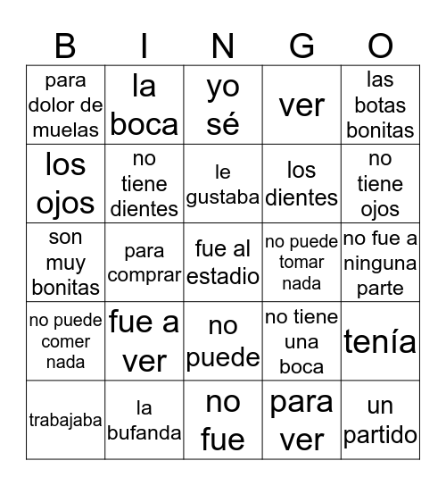 Billy la Bufanda Bingo Card