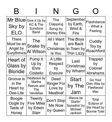 MUSICAL Bingo Card