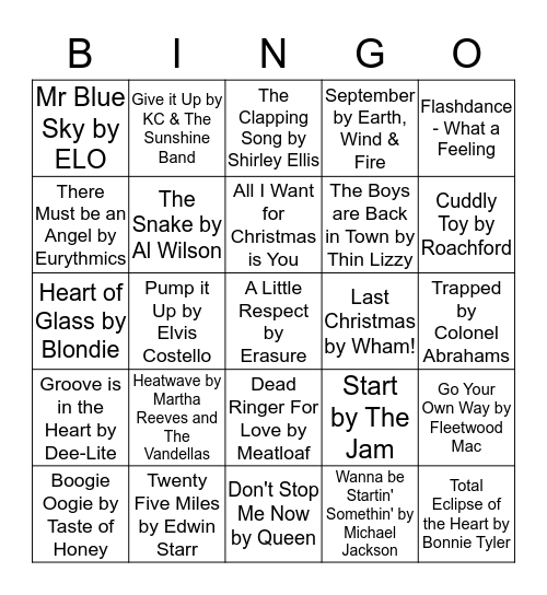 MUSICAL Bingo Card