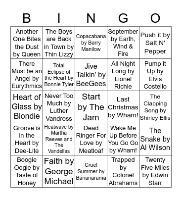 MUSICAL Bingo Card